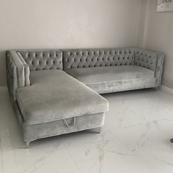 Like New Gray Sectional Couches With Storage