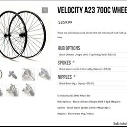  BRAND NEW WHEEL SET Velocity A23 OC 700c Shimano Ultegra 6800 11spd set: Setup For Tubeless 