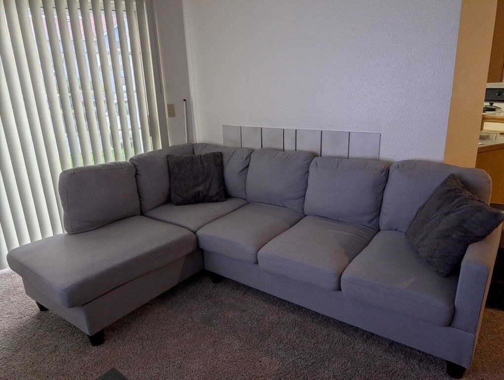 Left Hand Facing Sofa & Chaise With Ottoman