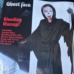 Ghost Face Bleeding Wassup Costume Youth Med (8-10)