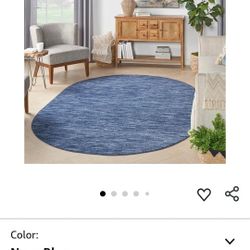 Nourison Essentials Indoor/Outdoor Navy Blue 6' x 9'Oval Area Rug, Easy Cleaning, Non Shedding, Bed Room, Living Room, Dining Room, Backyard, Deck, Pa