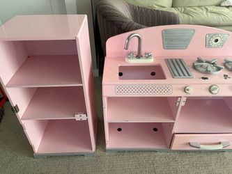 Free KidKraft Pink Wooden Play Kitchen Set