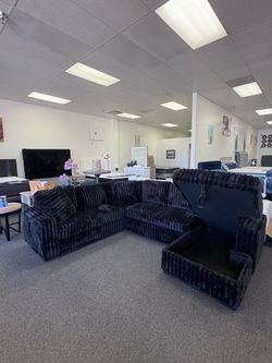Corduroy sectional sleeper with storage and usb ports