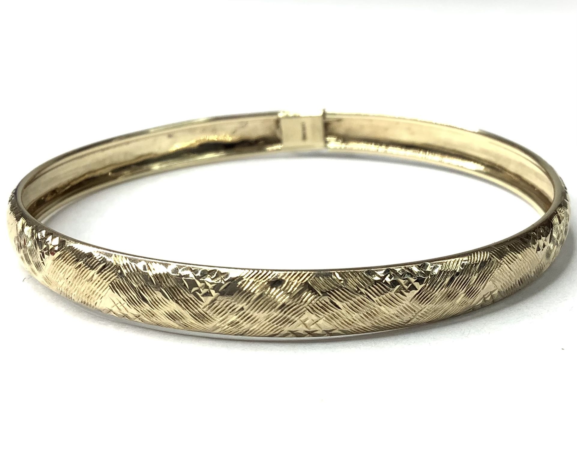 10K Yellow Gold Texture Bangle Bracelets