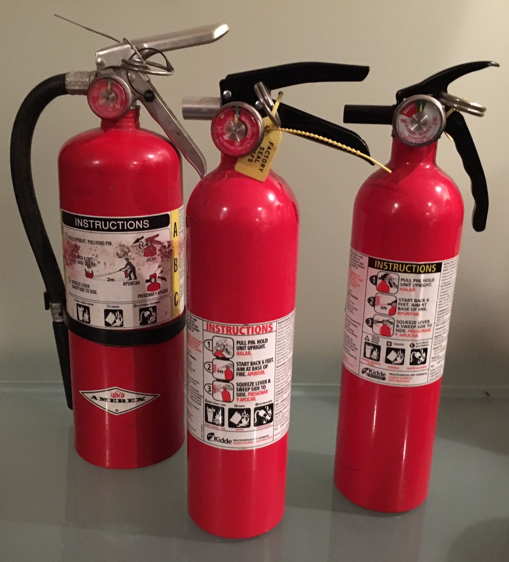 Amerex 5 lbs Fire 🔥 Extinguisher + 2 Kidde 3 lbs Fire Extinguishers &