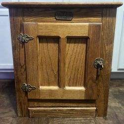 Vintage White Clad Oak Wood Ice Box Nightstand Cabinet Chest End Table