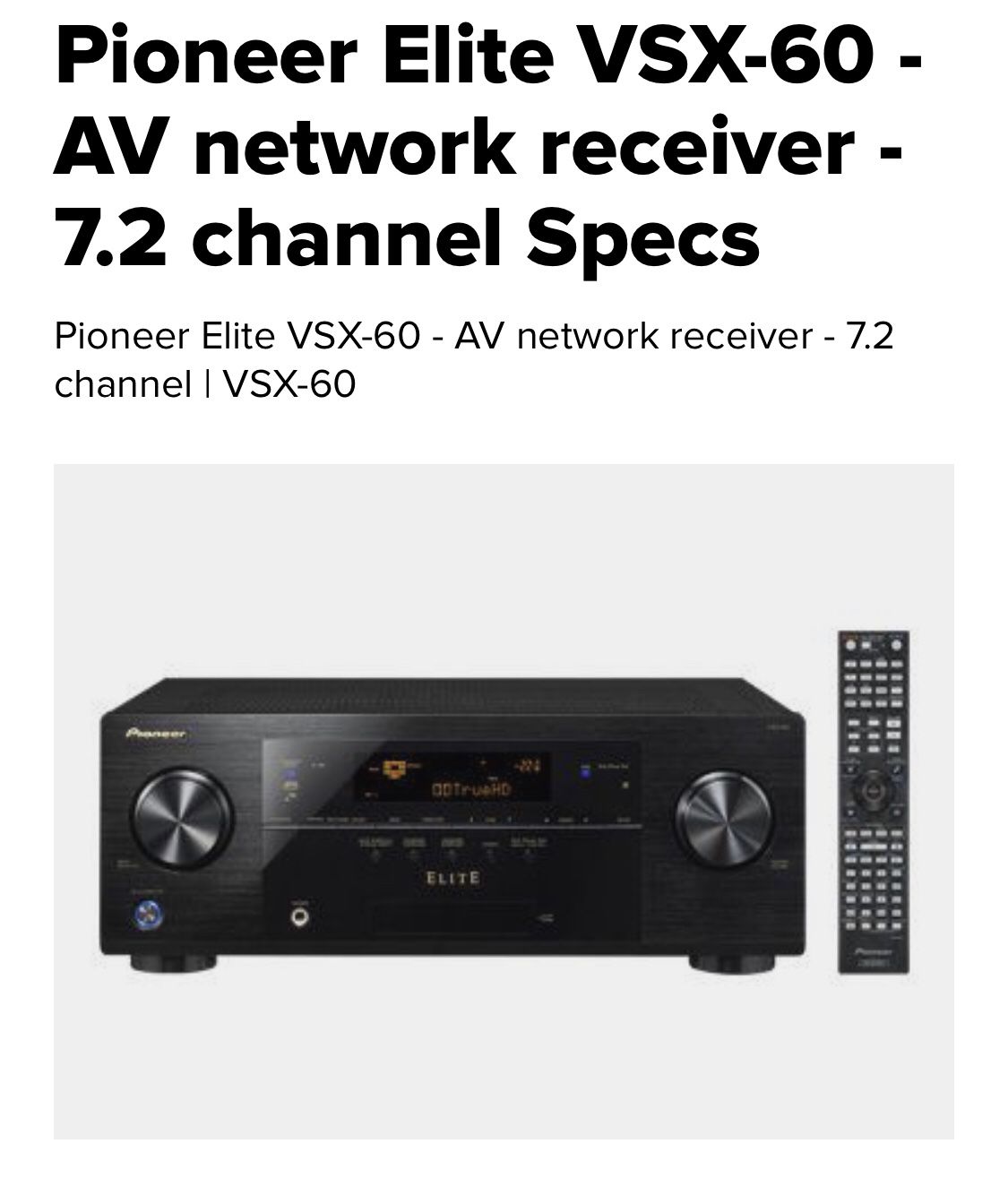 Parts — Pioneer Elite VSX-60 receiver - 7.2 channel