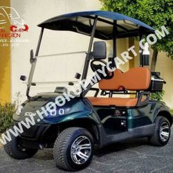 2025 ICON i20 Electric Golf Cart w/Bag Attachments - 2 Passenger - Forest Green w/Brown Seats