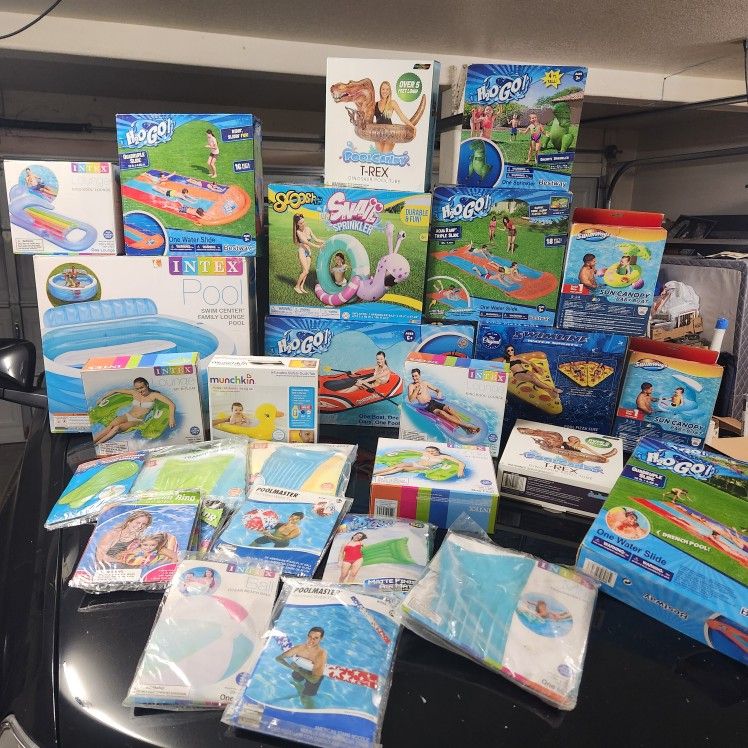 NEW Inflatable Pool Floats, Rafts, Slip N Slide, Beach Balls & More Different Prices or Lot
