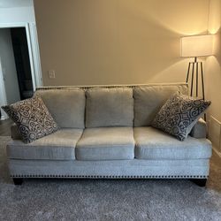 Grey Couch & Decor Pillows