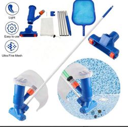 Swimming Pool Vacuum Cleaner Tool Set Portable With Leaf Rake Mesh Frame Net Skimmer Cleaner Swimming Pool Vacuum Jet Cleaning Tool With Scoop Net 5 A