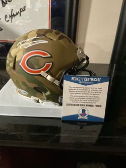 Mike Ditka Bears Camo Helmet Beckett