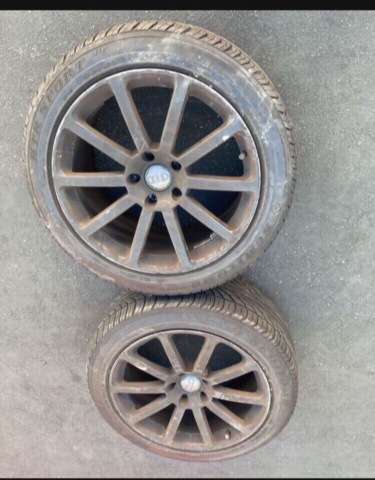 2 X 275/45r20 5x112 5x4.41 Audi Q7 Stock Rims Wheels With Good 80% Tires Treads !!