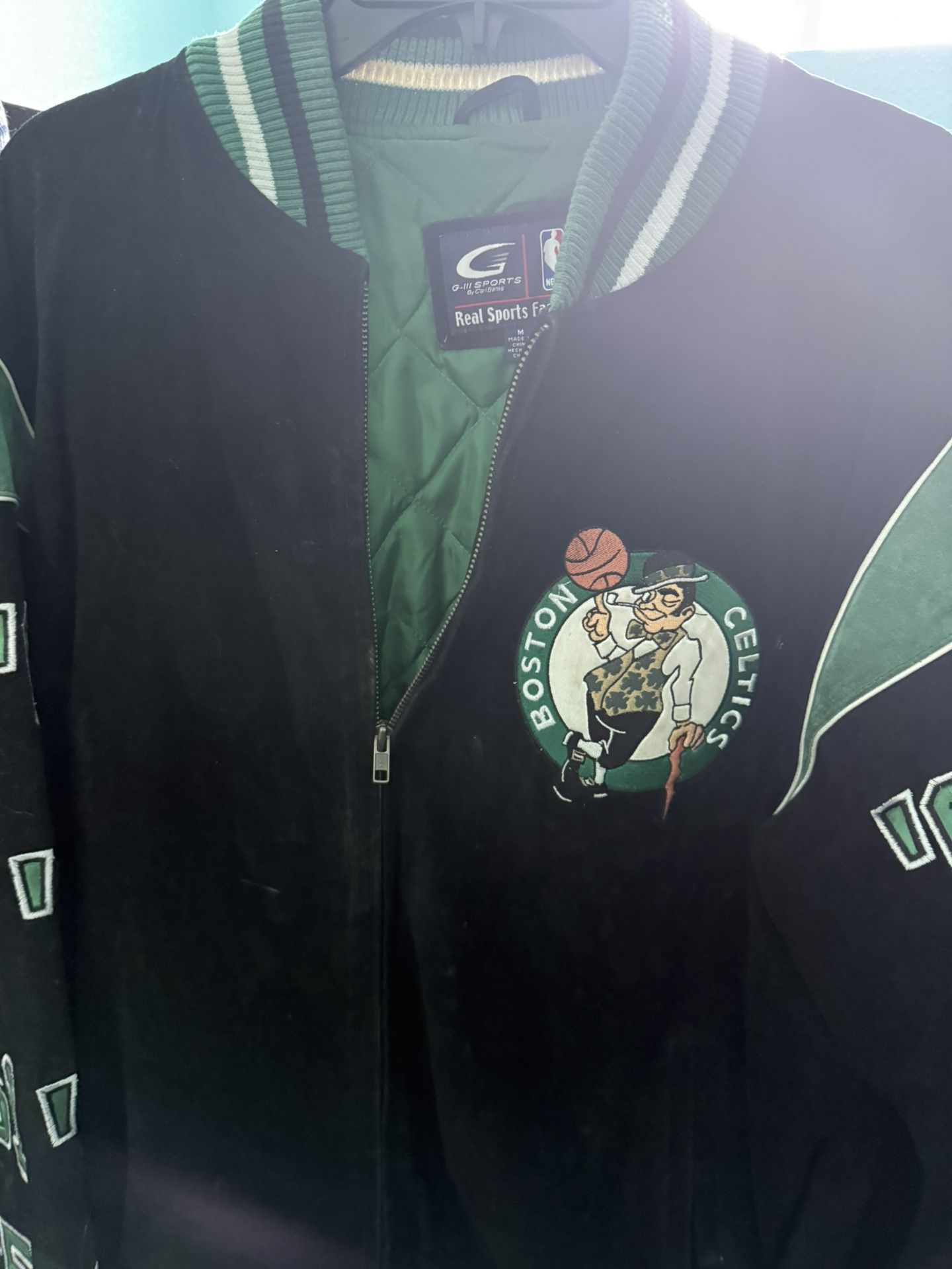 Vintage Suede Boston Celtics bomber jacket