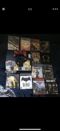 PS3, controller, wires, and great games!