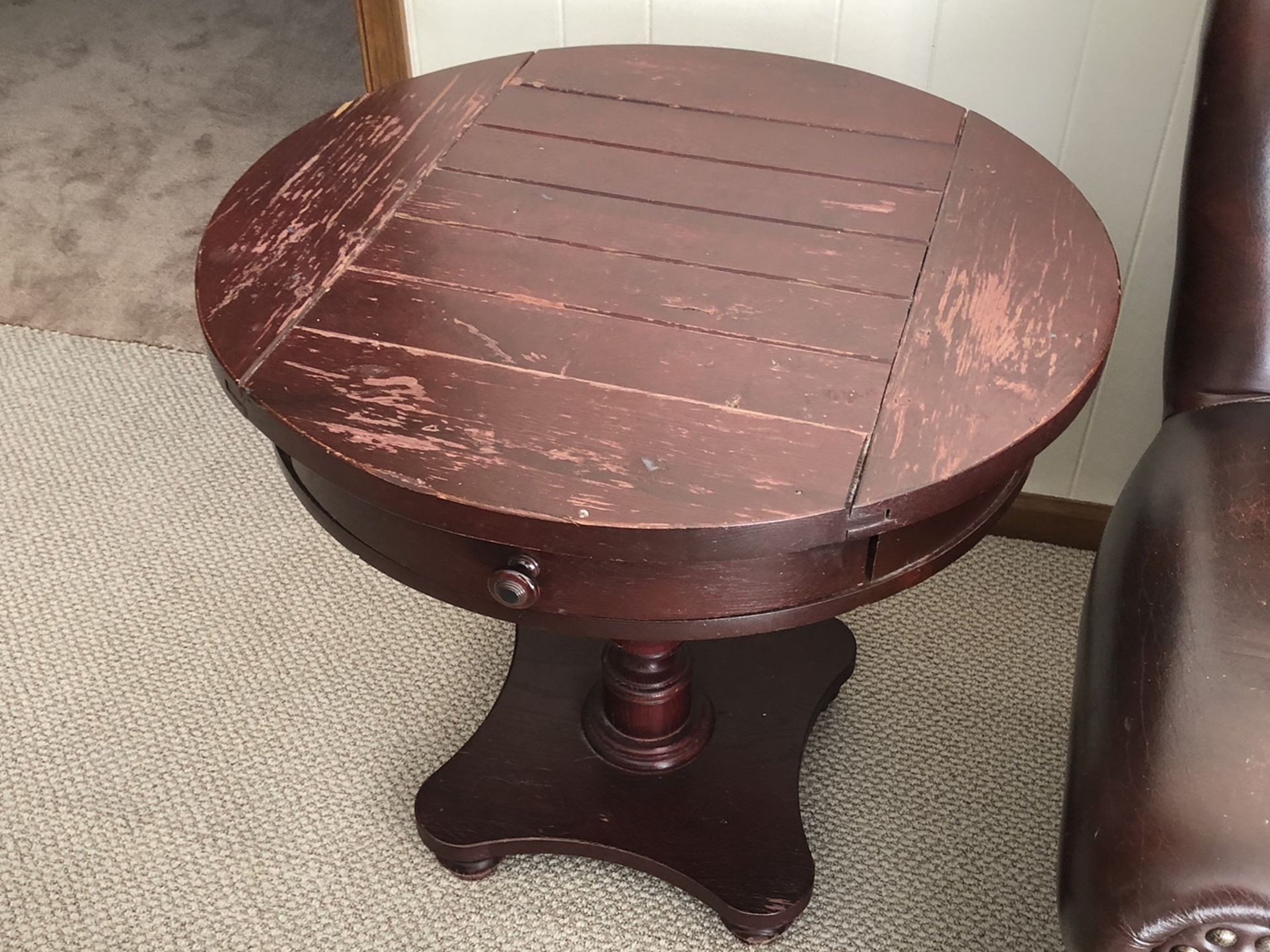 Solid Wood Pedestal End Table