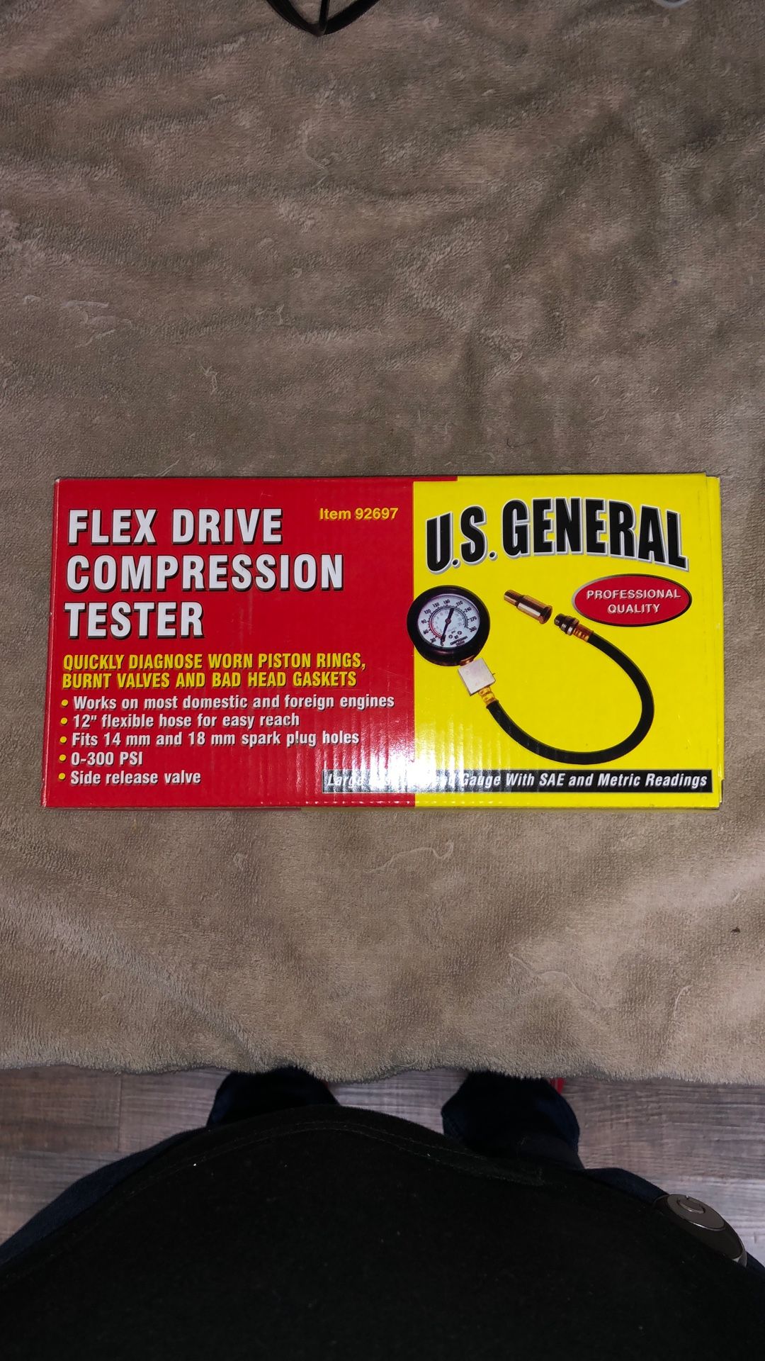96091 Us General 92697 Flex Drive Compression Tester In Original Box 585058