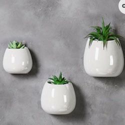 NEW SET OF 3 CERAMIC WALL PLANTERS