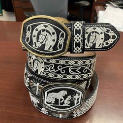 Cinturones de piel bordados  para hombre