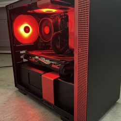 FOR PARTS: (Entry-level) Red Mini-ITX Desktop Pc Gaming Computer - Ryzen 2600x ; Rx 580 ; 16gb ram