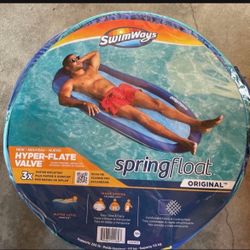 SwimWays Spring Float Original Pool Lounge Chair with Hyper-Flate Valve