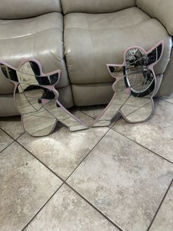 2 Vintage Mirrors Mounted On Wood