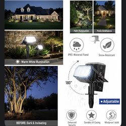 Solar Spot Lights Outdoor Waterproof 6 Pack IP65, 63 LED 3 Lighting Modes Spotlights