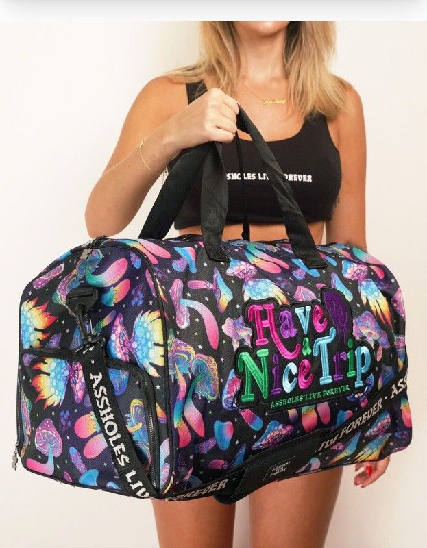 Assholes Live Forever Duffle Bag - Mushroom Have A Nice Trip

