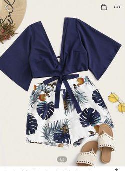Tropical Print Too And Short Set