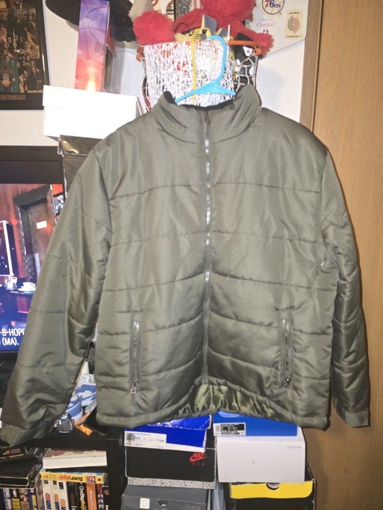 Surplus Men’s Y2K Jacket XL Full Zip Coat Quilted Puffer Hunting Outdoor Green