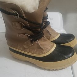 Sorel Vintage Snow Boots Womens Size 7 Beige Lace Up Rubber Sole Winter Boot

