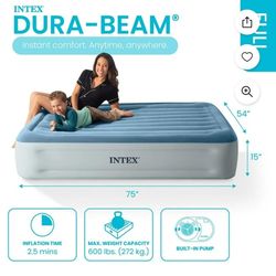 Intex Dura-Beam Deluxe Full Size Airbed with Built-in Pump - Excellent Condition