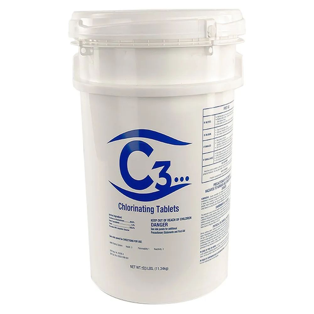 C3 3" Stabilized Chlorine Tablets 50 lbs Pool Spa Water
