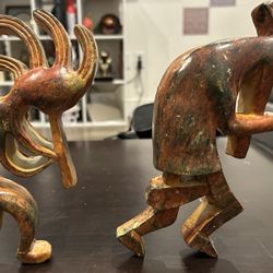 Kokopelli Wall Sculpture Home Art Wall Southwest Decor - Set of 2
