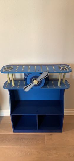 Toddler Blue Airplane Bookcase