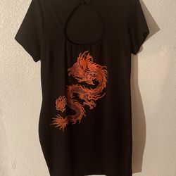 Fashion Nova Black Dragon Stretchy Dress