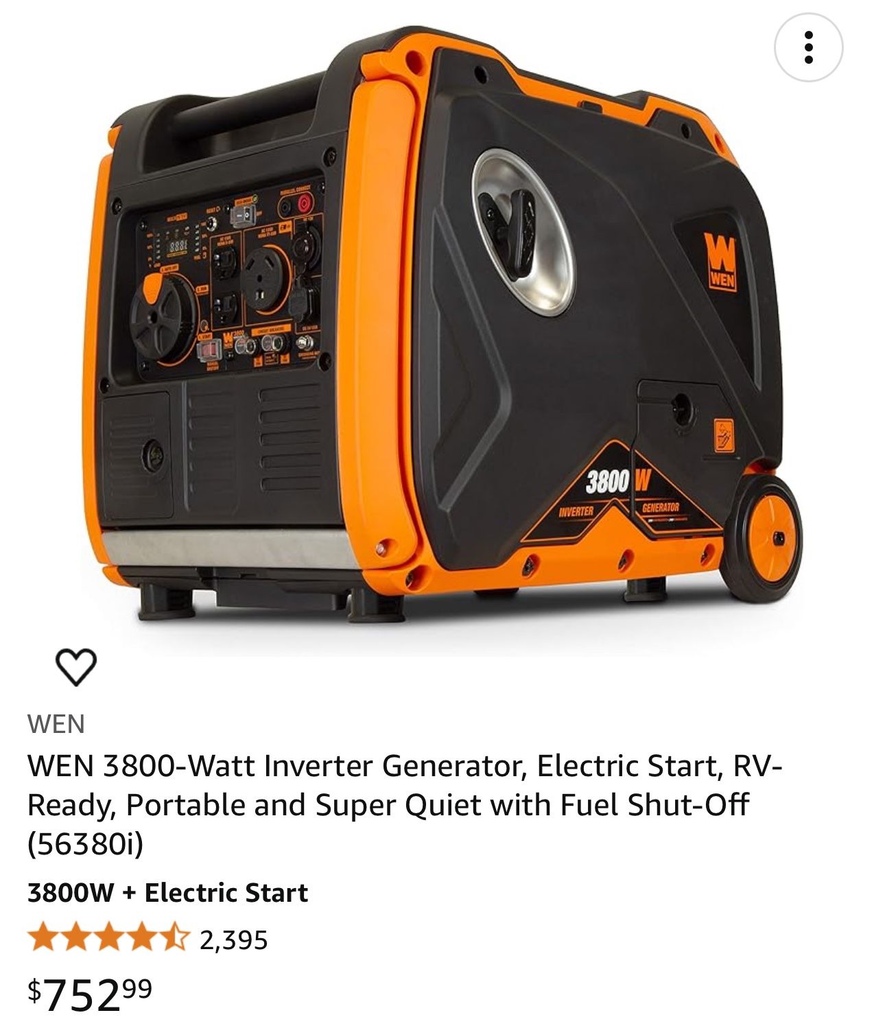 WEN 3800-watt Inverter generator - BRAND NEW IN BOX - Super quiet