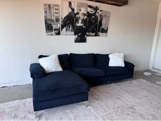 Black velvet sectional sofa couch sala