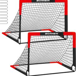 2 Pack Soccer Goal - Backyard & Indoor Soccer Goals for Kids 4X3 ft Portable Pop Up Soccer Nets