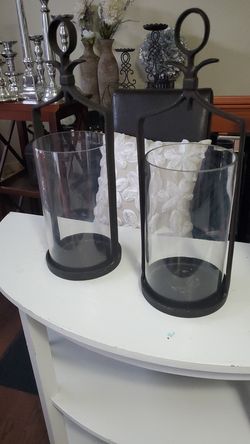 Lovely Artisanal Pillar Lantern-Iron-Candleholers $20 each