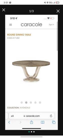 New in Box: Caracole "Avondale" 62" Luxury Round Dining Table (C022-417-202)