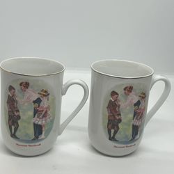 1986 VTG NORMAN ROCKWELL The first Day Of School Gold Rimmed Coffee Mug 120z .   Celebrate the First Day of School with this limited edition Norman