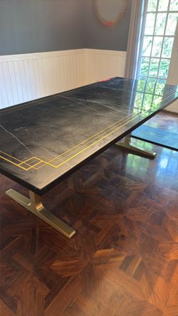 STUNNING marble and brass dining room table n