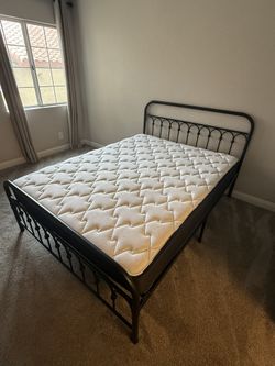 Queen Size Bed Frame & Spring Mattress (Great Condition)