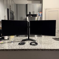 2 Dell P2417H 24" Monitor - 1080p FHD IPS - HDMI DisplayPort VGA - STAND INCLUDED