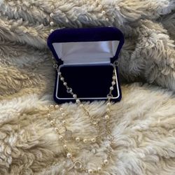 Full Lead Crystal And Faux Pearl Necklace 