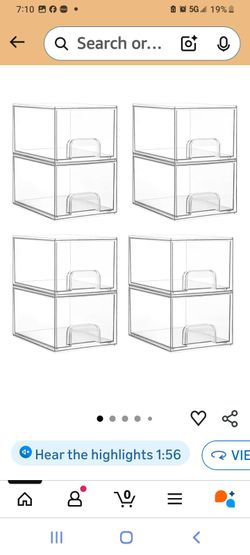 Clear Plastic Stackable Storage Drawers Set of 4 +