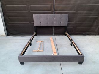 Velvet Queen Platform Bed. Dark Gray