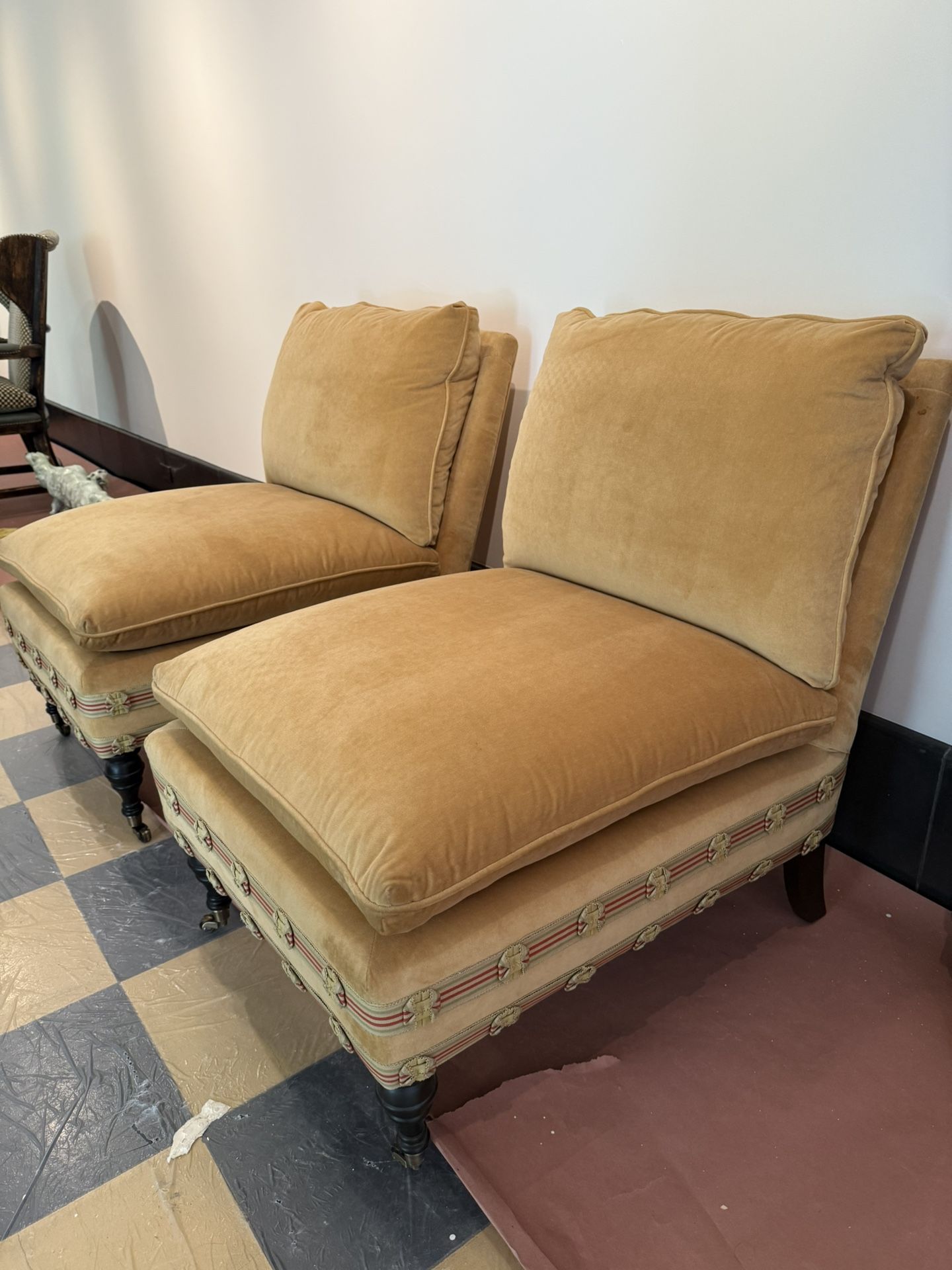 Vintage Velvet Slipper  Chairs (2)