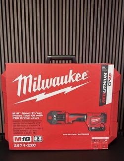 Milwaukee-2674-22C M18 Short Throw Press Tool Kit w/ PEX Crimp Jaws